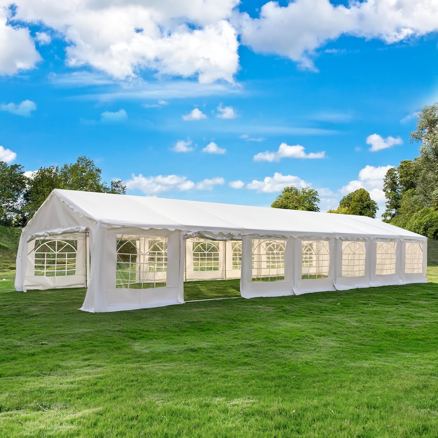 EROMMY 20x50FT White Party Tent, Heavy Duty Outdoor Event Canopy with Removable Sidewalls, Roll-Up Doors and Storage Bags, Large Gazebo Shelter for Weddings, Commercial and Backyard Use