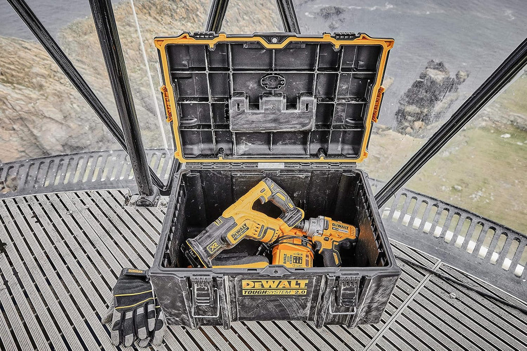 Durable DS300 toolbox with IP65 seal, 50kg load, auto-latching, removable tray, and tracker-ready design—ideal for secure, stackable jobsite tool storage.