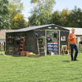 【LuckyNote】 10x12 Ft Outdoor Storage Shed, Extra Large Metal Shed with Lockable Doors, Windows, Outside Steel Tiny House Ideal for Garden, Backyard, Patio Utility, Tool Storage，3 Separate parcels