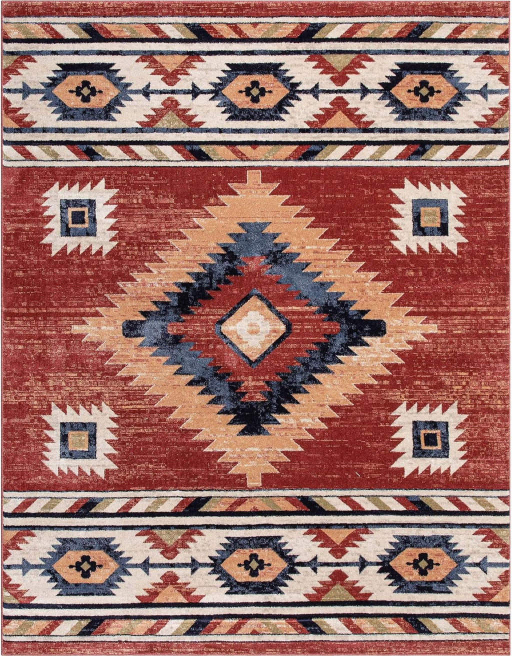 Well Woven Tulsa Lea Crimson Southwestern 6'7' X 9'3' Area Rug