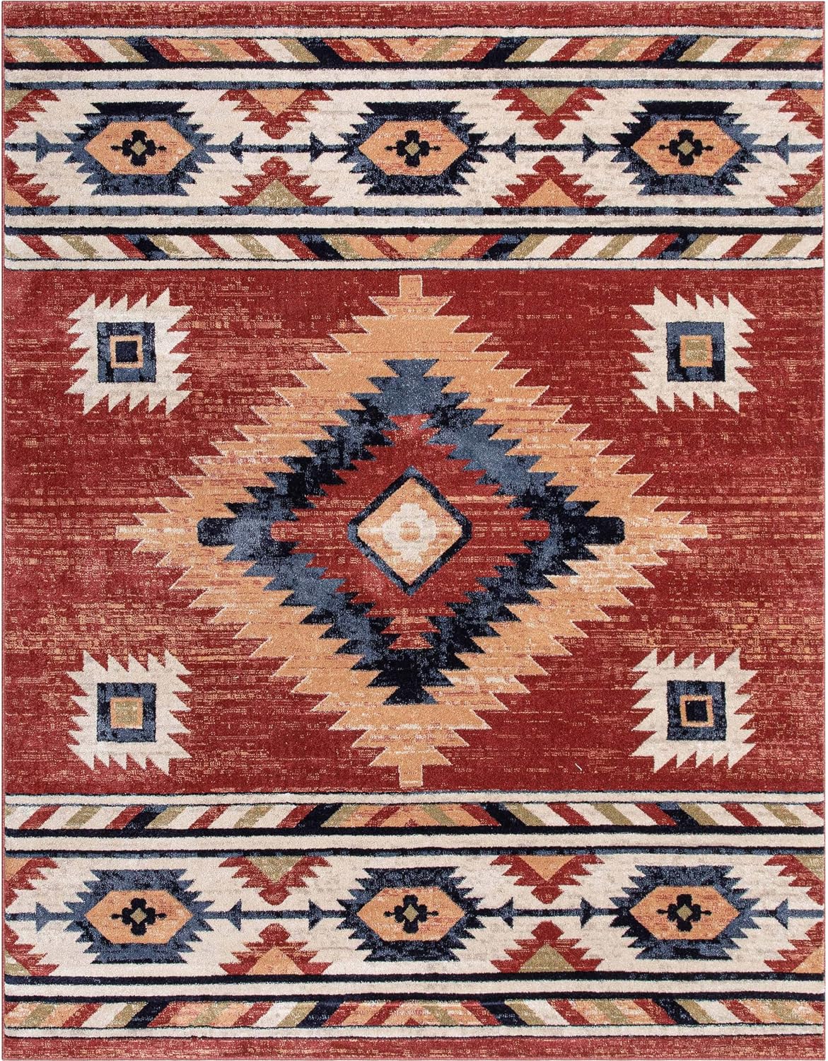 Well Woven Tulsa Lea Crimson Southwestern 6'7' X 9'3' Area Rug