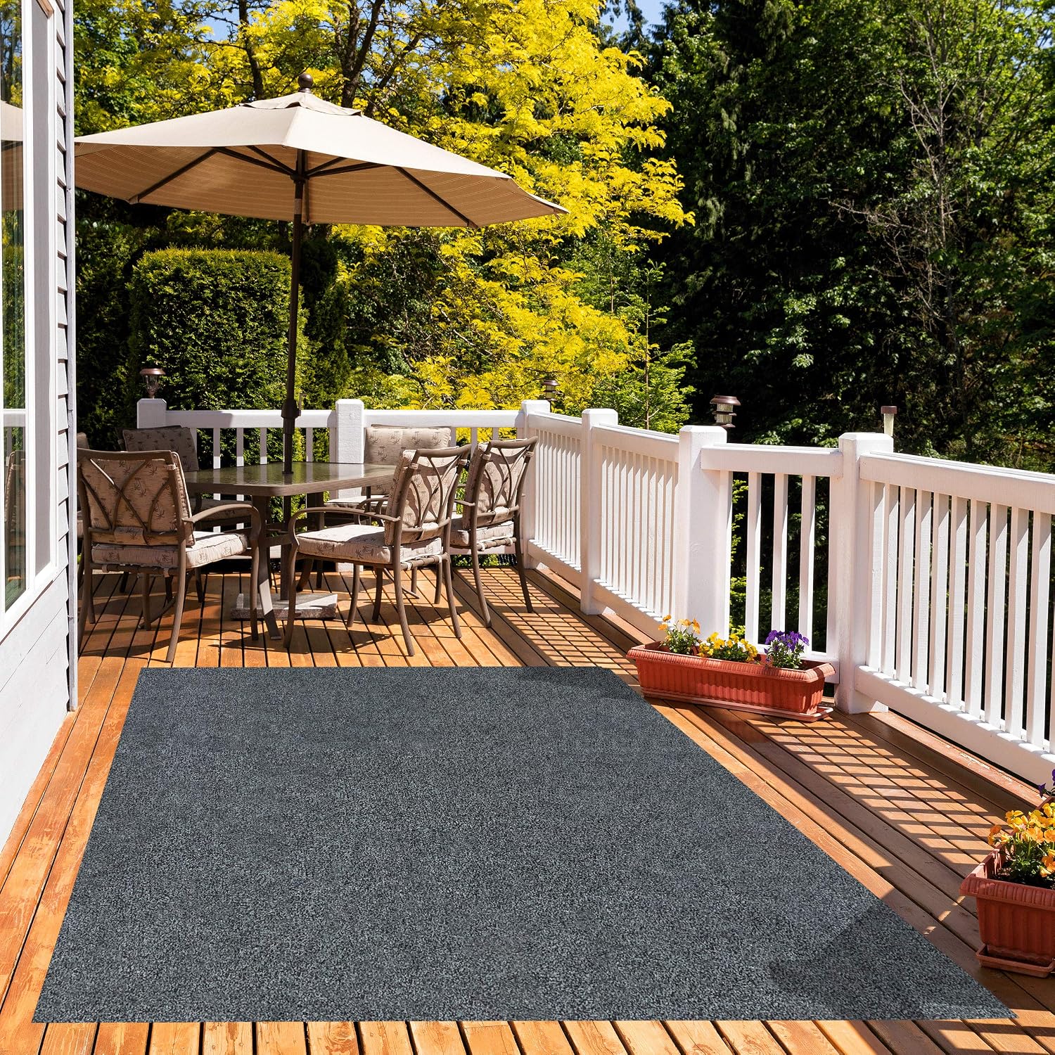 KOECKRITZ Outdoor Artificial Grass Turf Area Rugs | Fake Floor Grass Carpet for Garage, Work Space, Patio, Deck, Pool Area | Non Slip Door Mat for Home and Commercial Use - 7' x 8' Granite
