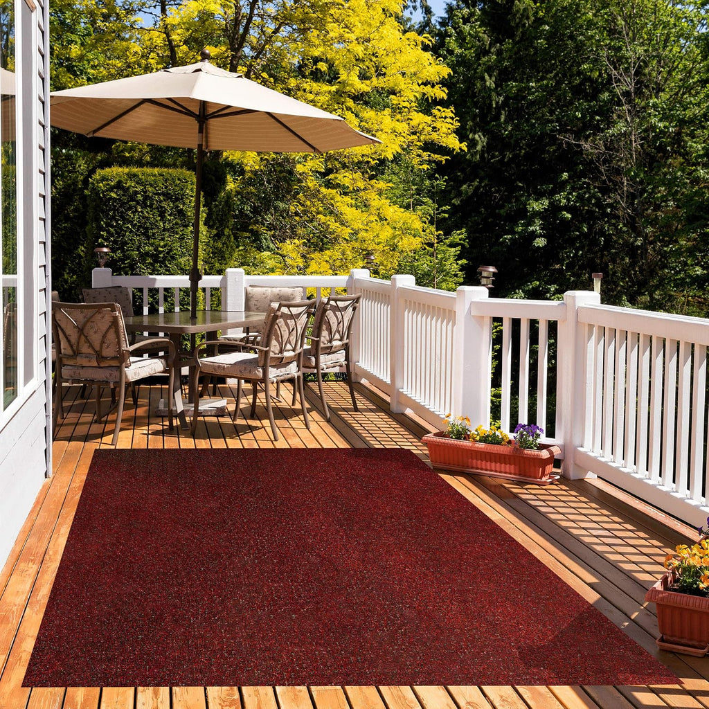 KOECKRITZ Bandana Red Black Indoor - Outdoor Artificial Grass Turf Area Rugs. Lightweight and Flexible for Easy Portability. Many (10' x 14')