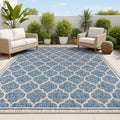 JONATHAN Y Moroccan Trellis Indoor Outdoor Area Rug 8X10 Navy/Gray, Trebol Textured Weave for Backyard, Patio, Porch, Easy-Cleaning, High Traffic, Pet-Friendly, Non-Shedding (SMB109D-8)