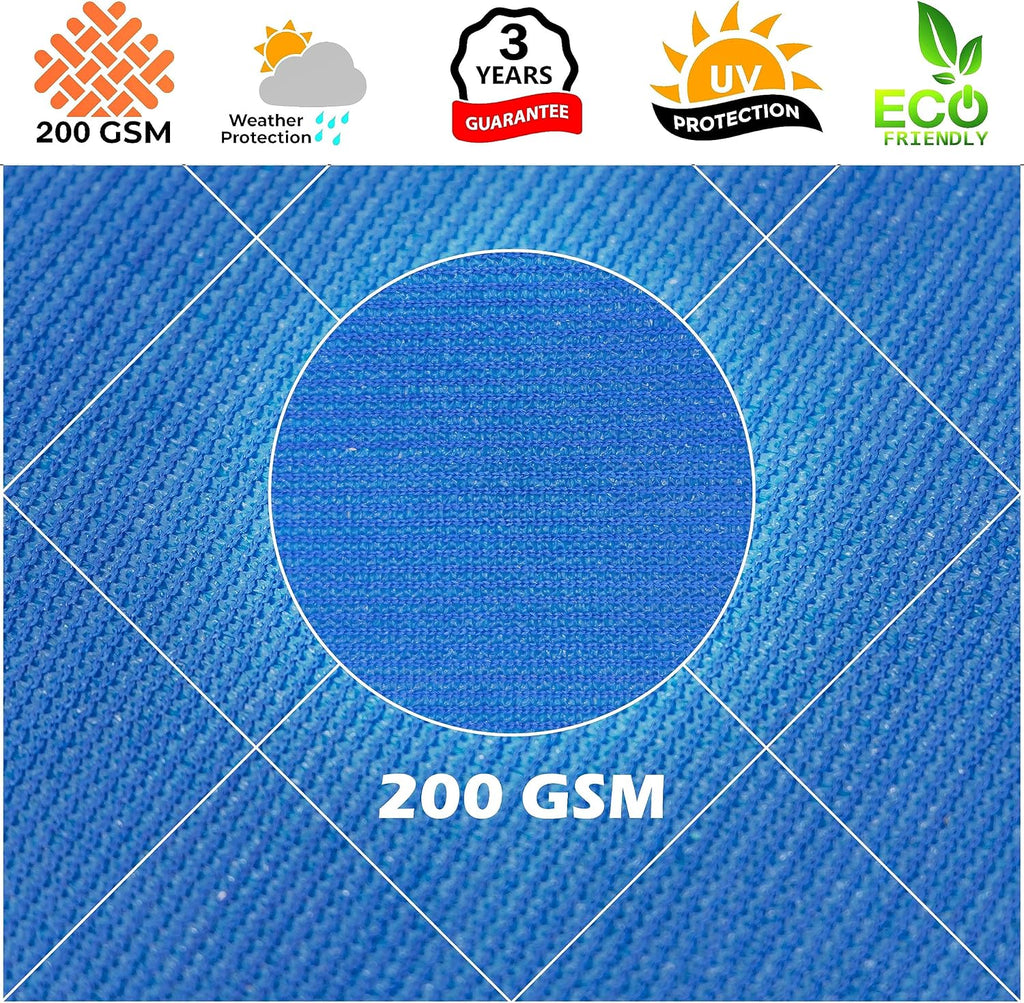 Royal Shade 12' x 16' Blue Rectangle Square Sun Shade Sail Order to Make RTAPS14 Canopy, UPF50+ 95% UV Blockage, 200GSM Commercial Standard Heavy Duty, 3 Years Warranty (We Make Custom Size)