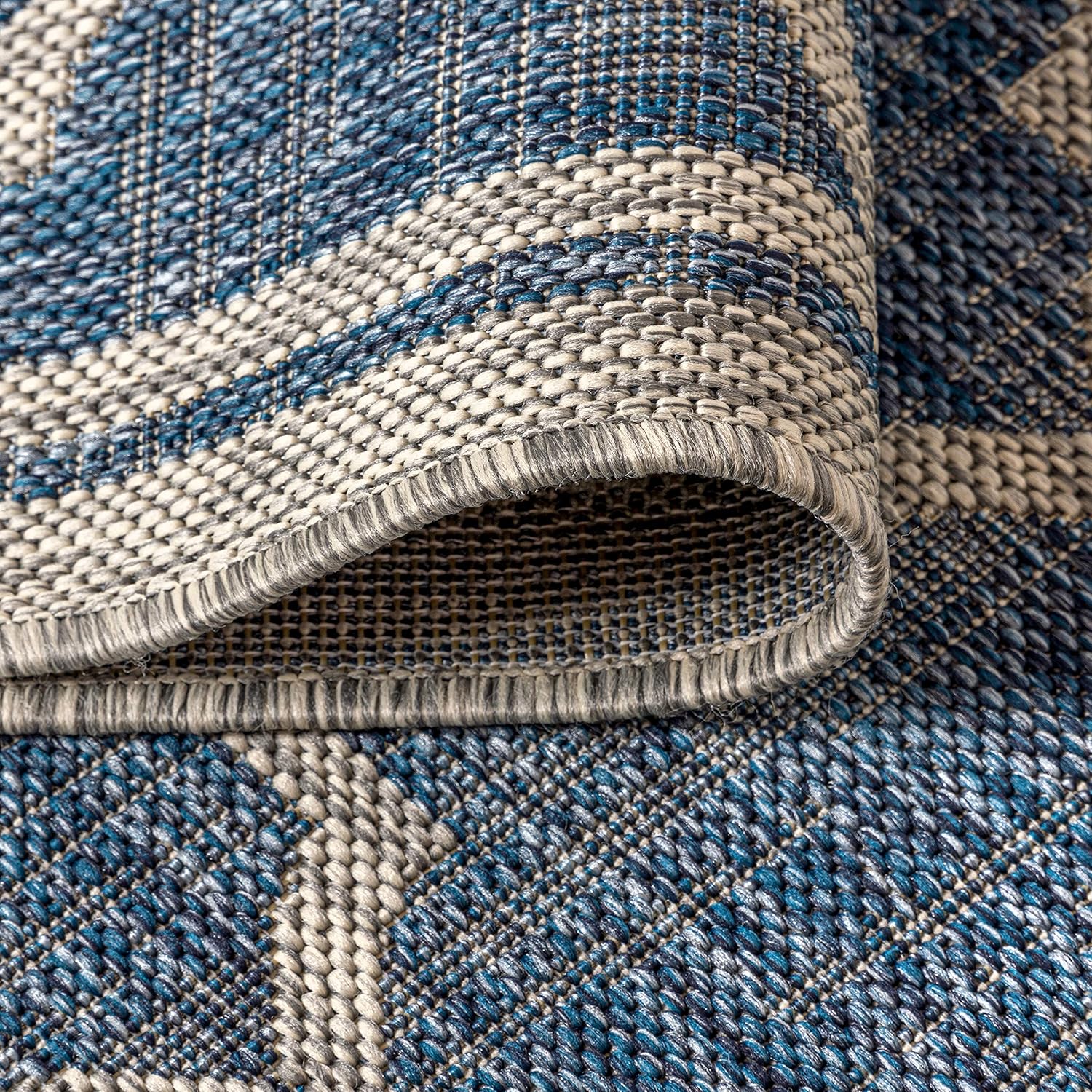 JONATHAN Y Moroccan Trellis Indoor Outdoor Area Rug 8X10 Navy/Gray, Trebol Textured Weave for Backyard, Patio, Porch, Easy-Cleaning, High Traffic, Pet-Friendly, Non-Shedding (SMB109D-8)