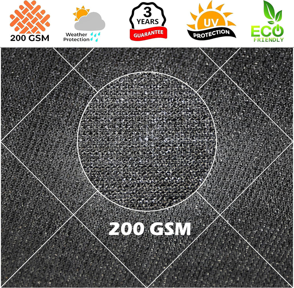 Royal Shade 12' x 16' Black Rectangle Square Sun Shade Sail Order to Make RTAPS16 Canopy, UPF50+ 95% UV Blockage, 200GSM Commercial Standard Heavy Duty, 3 Years Warranty (We Make Custom Size)