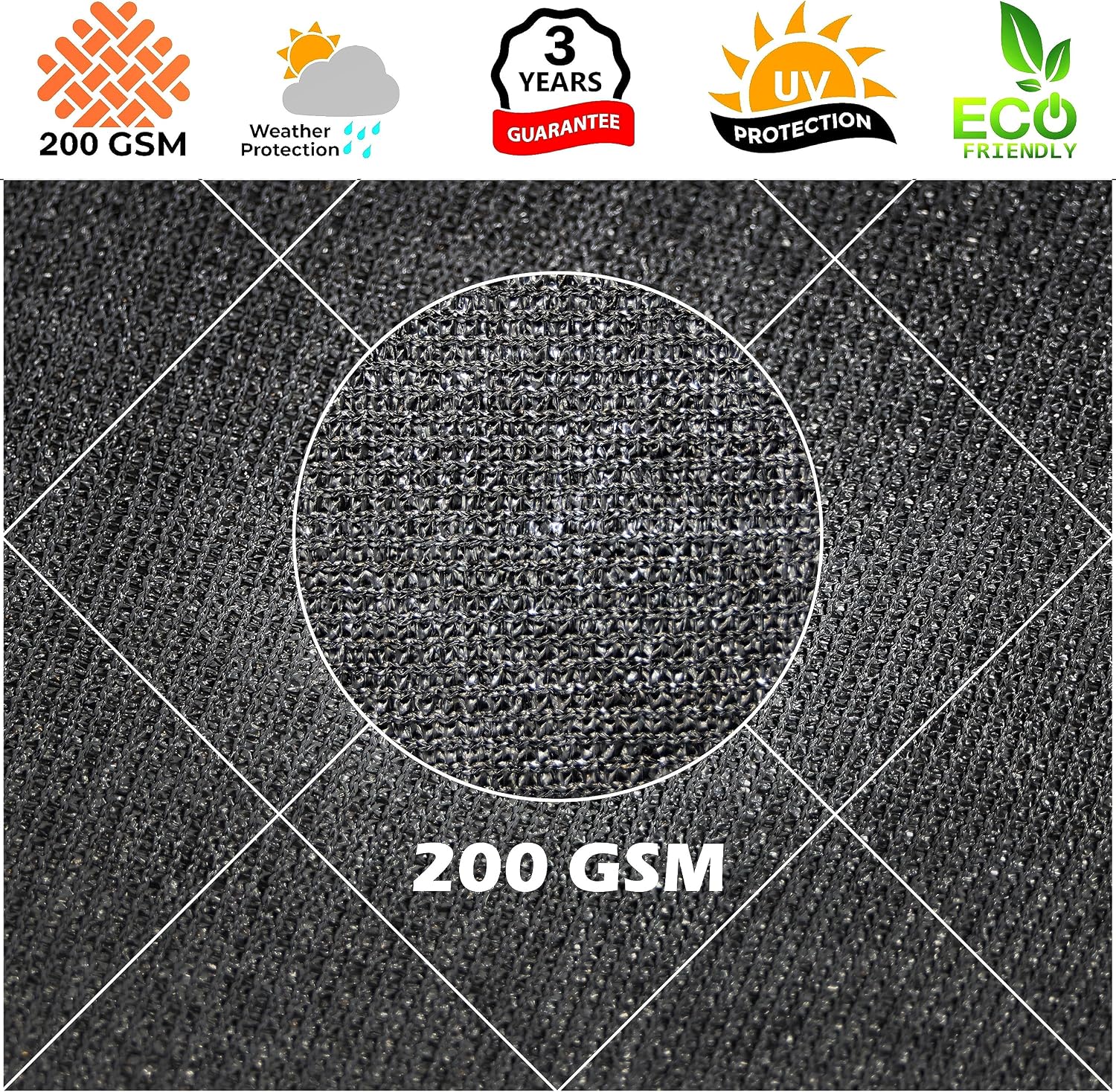 Royal Shade 12' x 16' Black Rectangle Square Sun Shade Sail Order to Make RTAPS16 Canopy, UPF50+ 95% UV Blockage, 200GSM Commercial Standard Heavy Duty, 3 Years Warranty (We Make Custom Size)