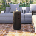 HOMPUS Propane Fire Pit Patio, Portable Concrete Gas Fire Pit for Outdoor Leisure Party, 15,000 BTU 11-inch Round Column Small with Lava Rocks and Rain Cover for Deck or Backyard, CSA Certified, Grey