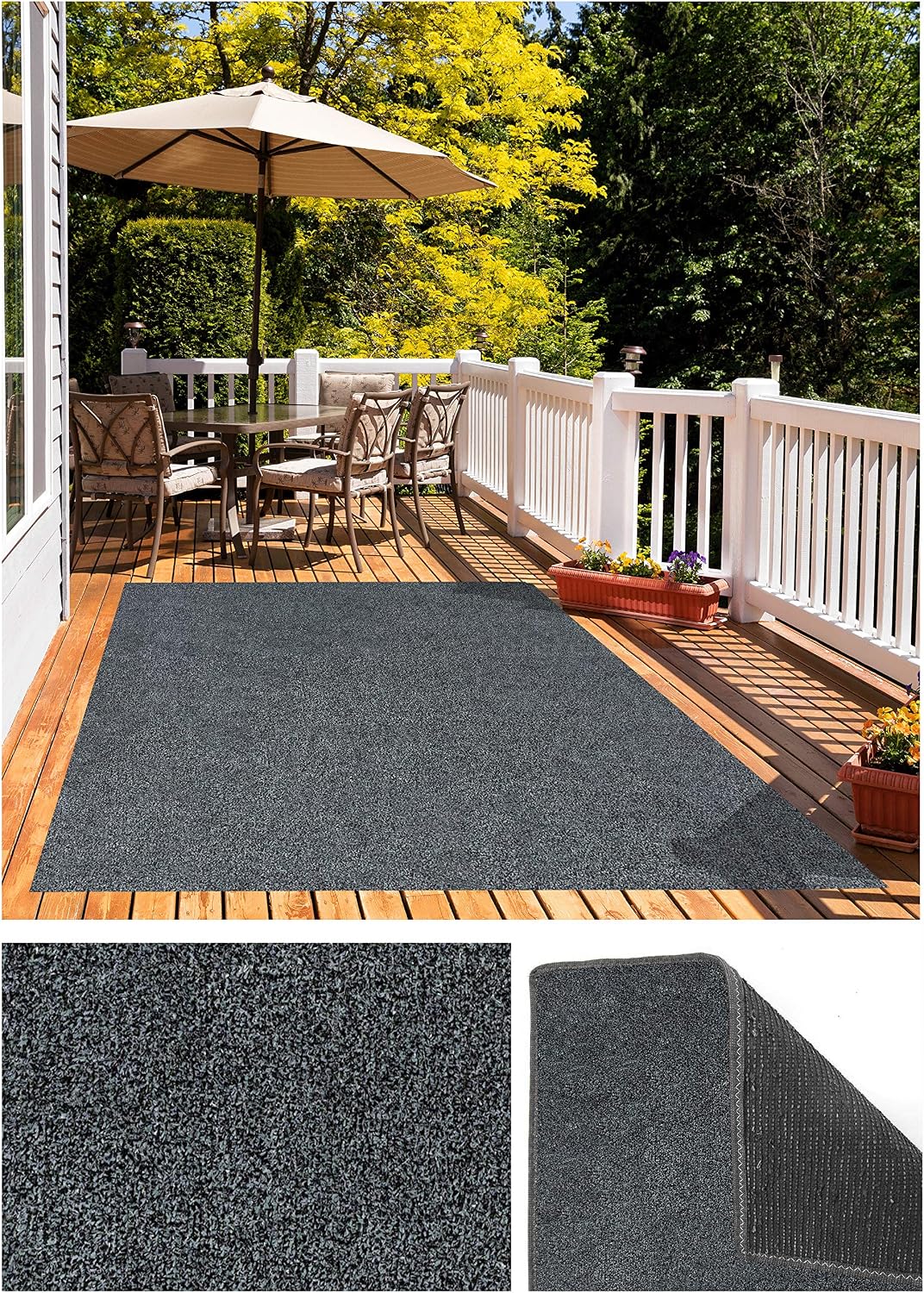 KOECKRITZ Outdoor Artificial Grass Turf Area Rugs | Fake Floor Grass Carpet for Garage, Work Space, Patio, Deck, Pool Area | Non Slip Door Mat for Home and Commercial Use - 12' x 15' Granite