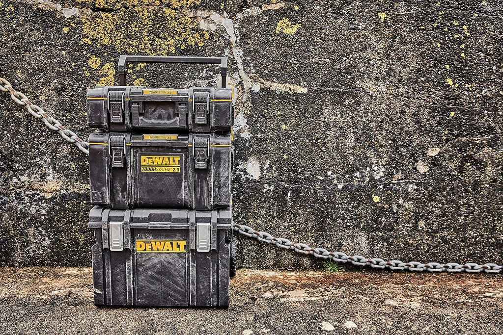 Durable DS300 toolbox with IP65 seal, 50kg load, auto-latching, removable tray, and tracker-ready design—ideal for secure, stackable jobsite tool storage.