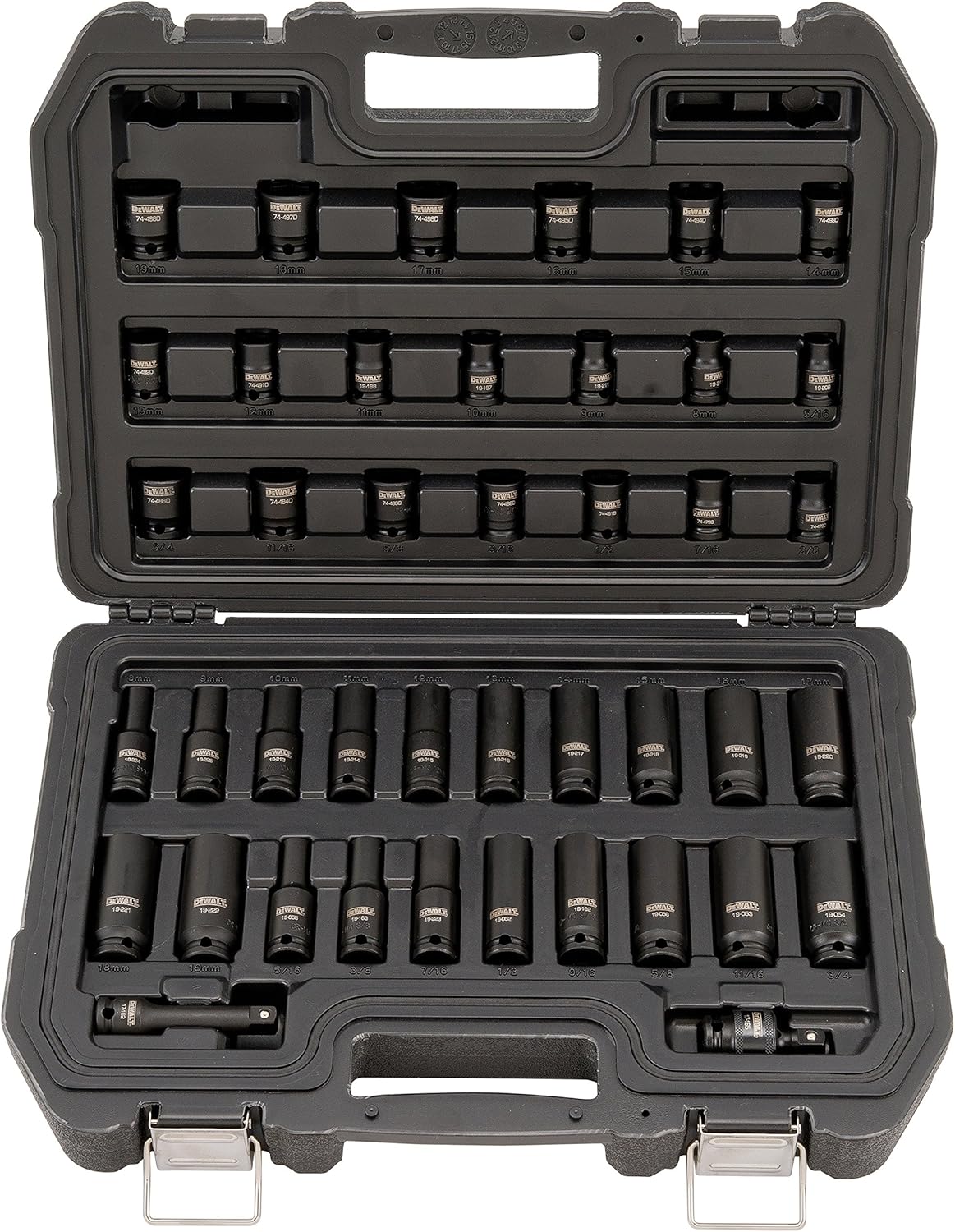 DEWALT Impact Socket Set, Combination, SAE/MM, 3/8-Inch Drive, 42-Piece (DWMT19248)