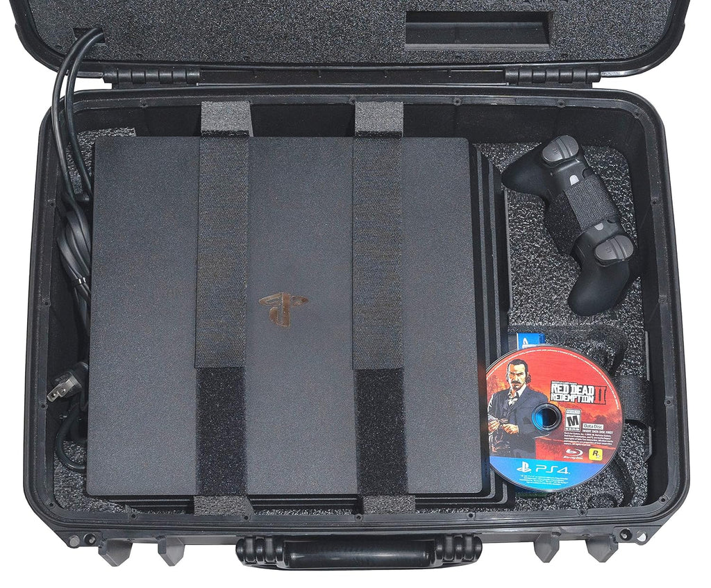 Case Club Gaming Station to fit Playstation 4. Portable Gaming Station with Built-in Monitor & Storage for PS4 Controllers & Games