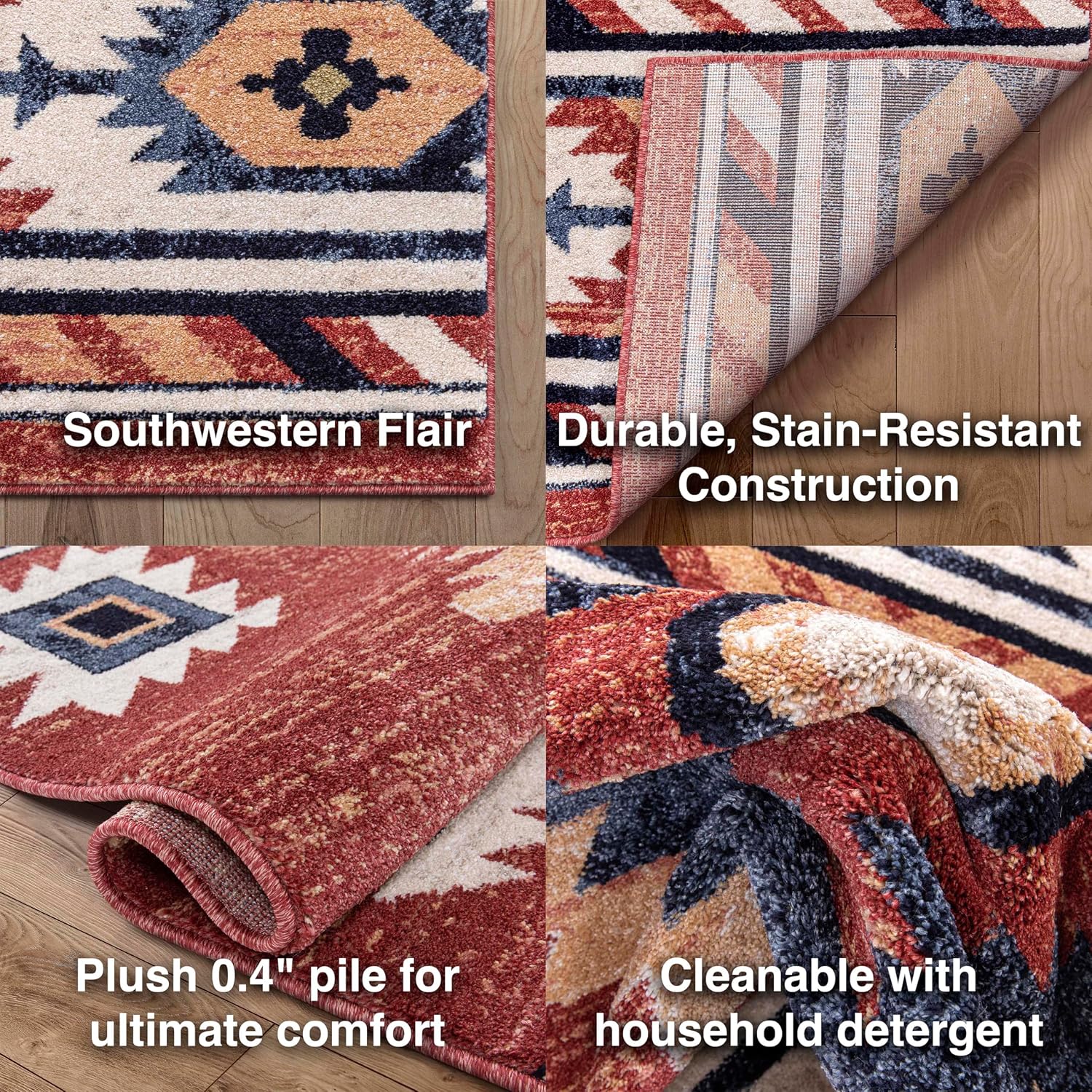 Well Woven Tulsa Lea Crimson Southwestern 6'7' X 9'3' Area Rug