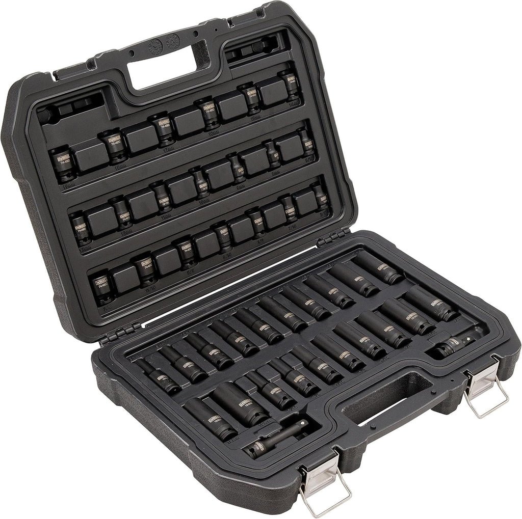 DEWALT Impact Socket Set, Combination, SAE/MM, 3/8-Inch Drive, 42-Piece (DWMT19248)
