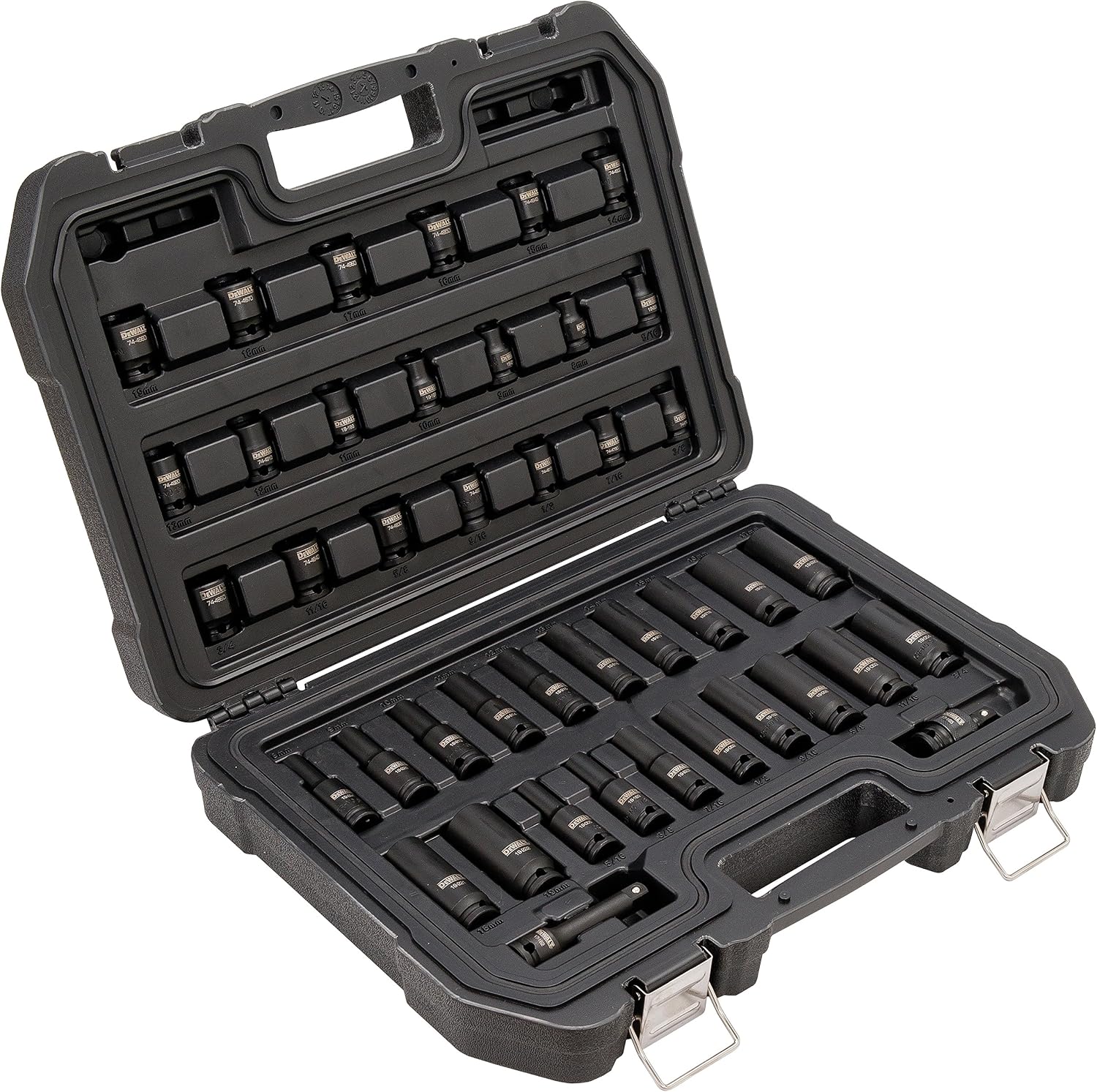 DEWALT Impact Socket Set, Combination, SAE/MM, 3/8-Inch Drive, 42-Piece (DWMT19248)