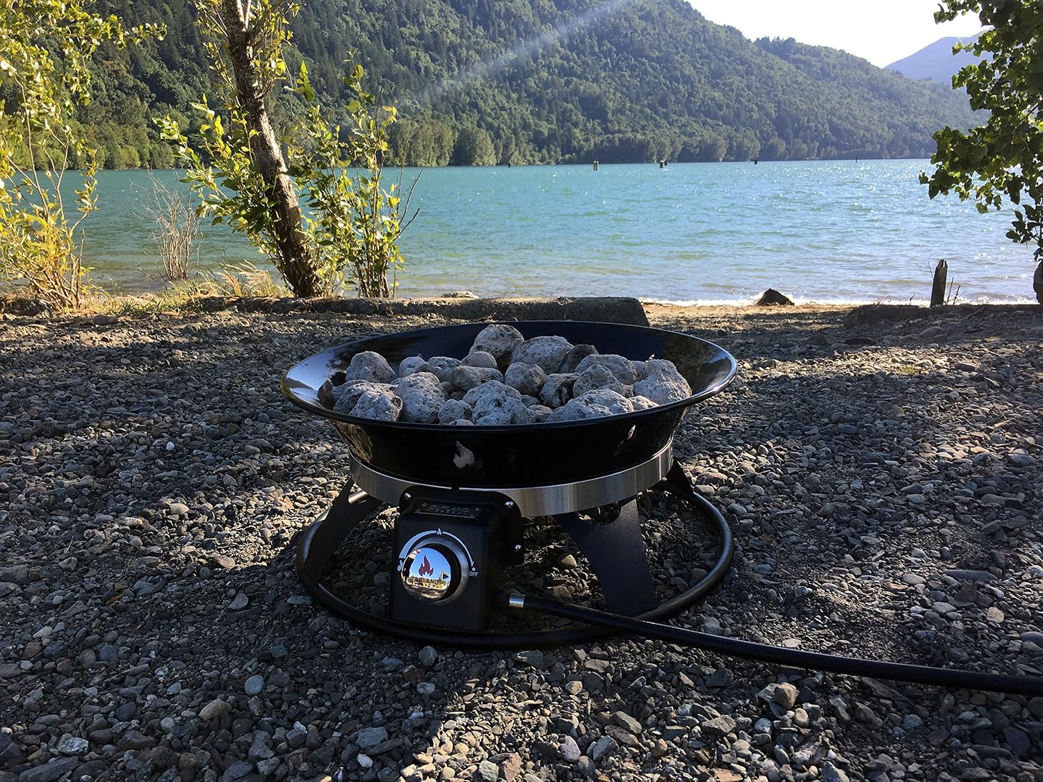 Outland Living Portable Propane Fire Pit, 21-inch, 58,000 BTU with Fire Pit Cover & Carry Kit, Smokeless Gas Firebowl | Perfect for Camping, Patio, Backyard, Tailgating, Deck, RV| Black 863 Cypress