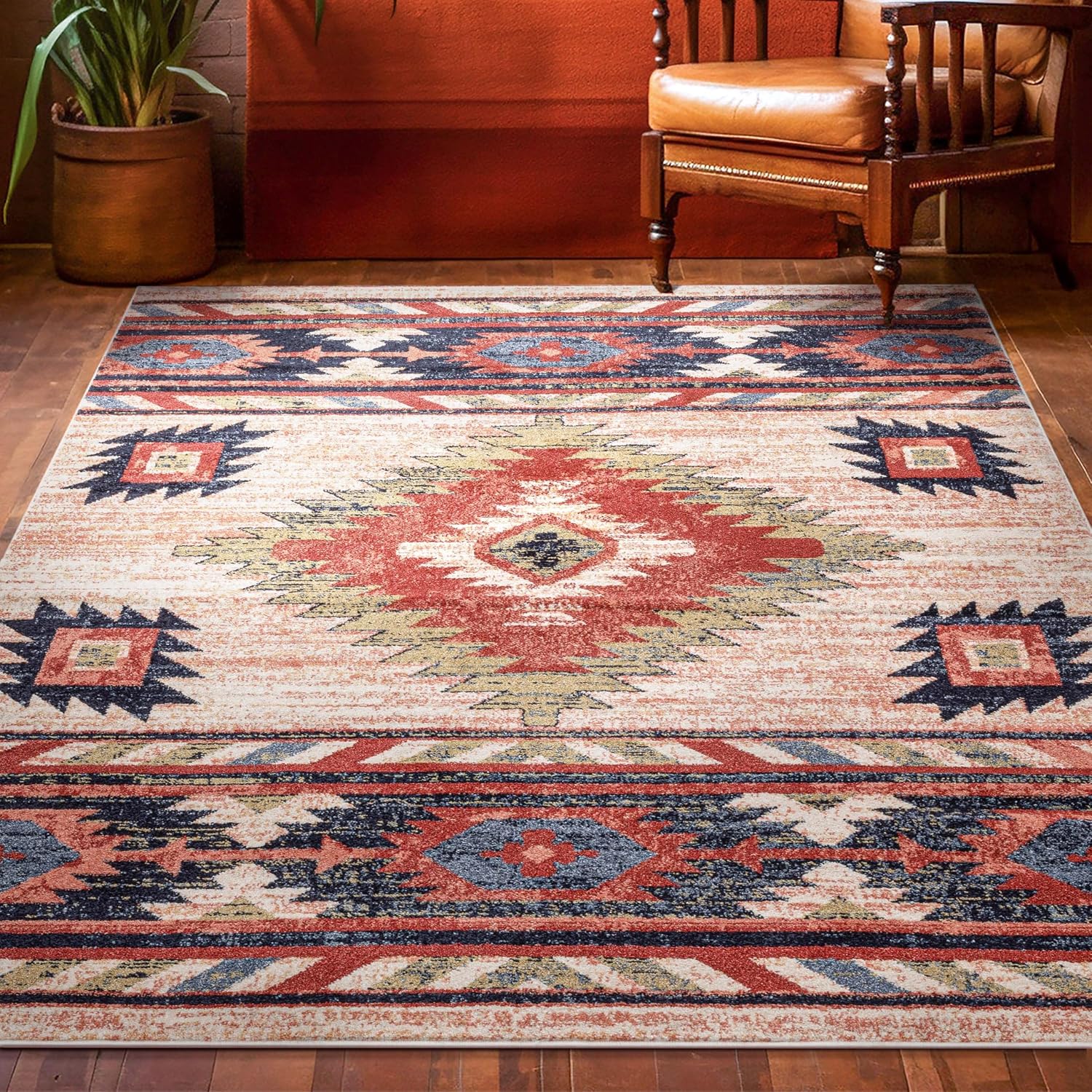 Well Woven Tulsa Lea Cream Traditional Southwestern Tribal 5x7 (5'3' x 7'3') Area Rug