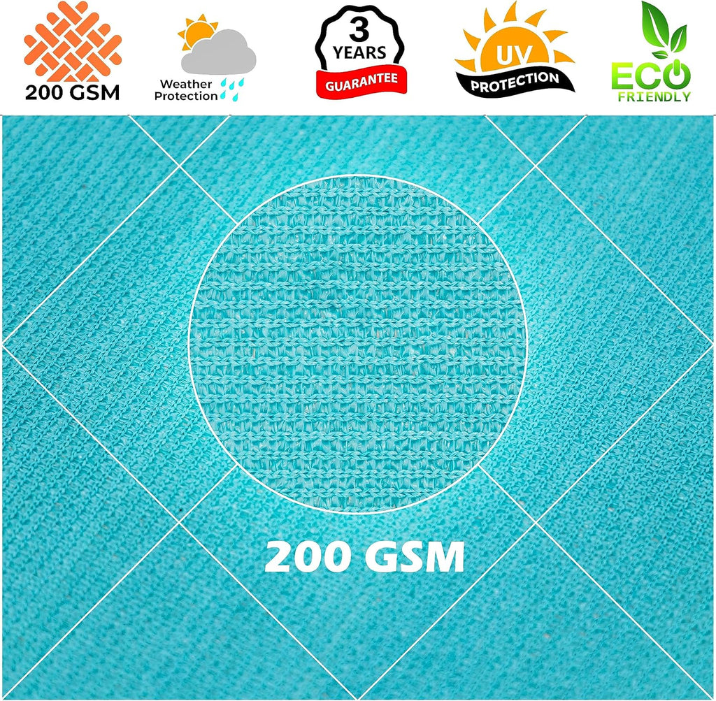 Royal Shade 12' x 16' Turquoise Rectangle Square Sun Shade Sail Order to Make RTAPR1416 Canopy, UPF50+ 95% UV Blockage, 200GSM Commercial Standard Heavy Duty, 3 Years Warranty (We Make Custom Size)