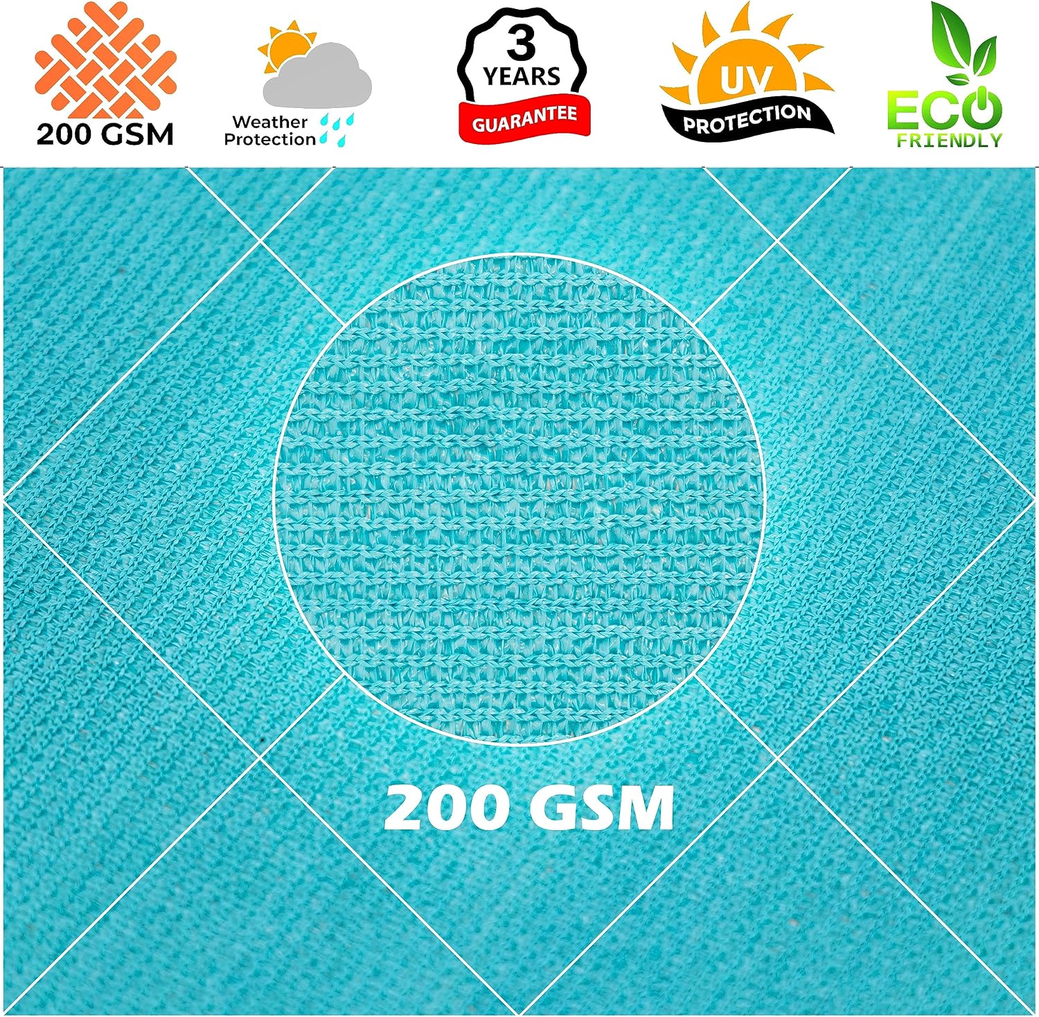 Royal Shade 12' x 16' Turquoise Rectangle Square Sun Shade Sail Order to Make RTAPR1416 Canopy, UPF50+ 95% UV Blockage, 200GSM Commercial Standard Heavy Duty, 3 Years Warranty (We Make Custom Size)