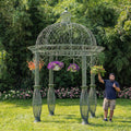 13ft. Tall Round Metal Garden Gazebo in Antique Finish (Antique Green)