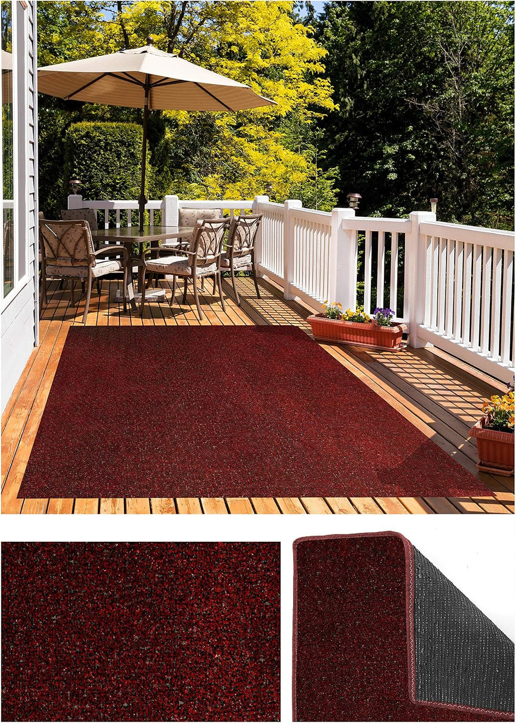KOECKRITZ Bandana Red Black Indoor - Outdoor Artificial Grass Turf Area Rugs. Lightweight and Flexible for Easy Portability. Many (10' x 14')