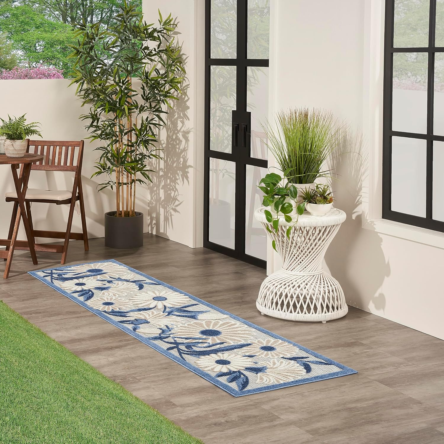 Nourison Home Aloha Blue Grey 2'3' x 12' Area Rug - Easy Clean, Non Shedding, Bed Room, Living Room, Dining Room, Kitchen (12' Runner)