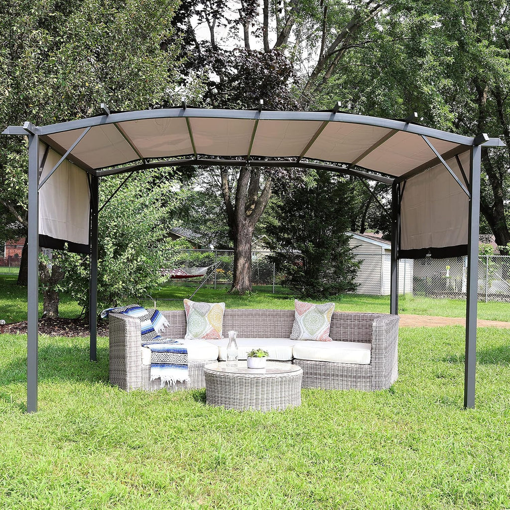 Sunnydaze 9' x 12' Outdoor Pergola with Retractable Canopy - Outdoor Patio Pergola with Retractable Sun Shade Cover for Deck - Gray