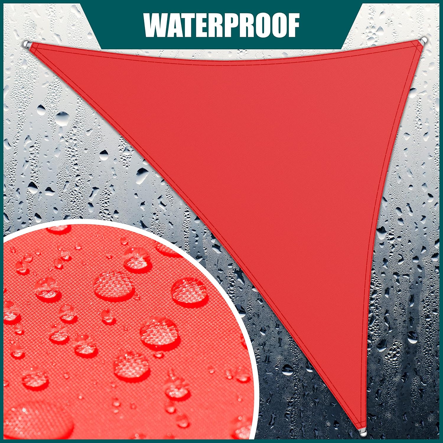 Royal Shade 12' x 16' x 20' Red Triangle Waterproof Sun Shade Sail Order to Make Canopy Awning, UPF50+ 95% UV Blockage Water Resistant, Outdoor Backyard Patio Garden (We Customize)
